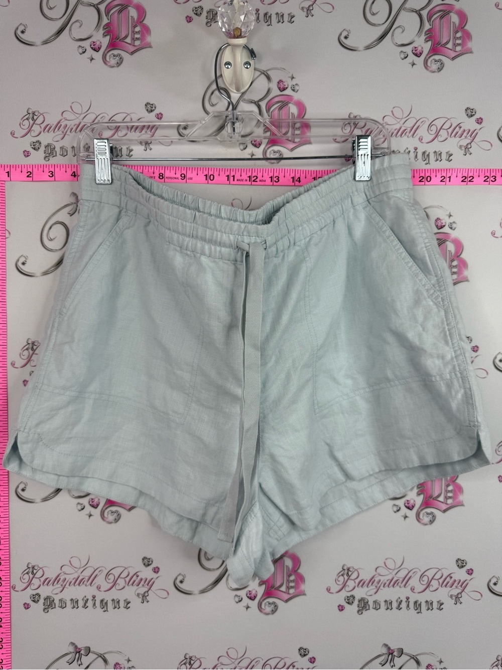 J. Crew Pale blue light blue white Drawstring Linen-Blend Athletic Shorts